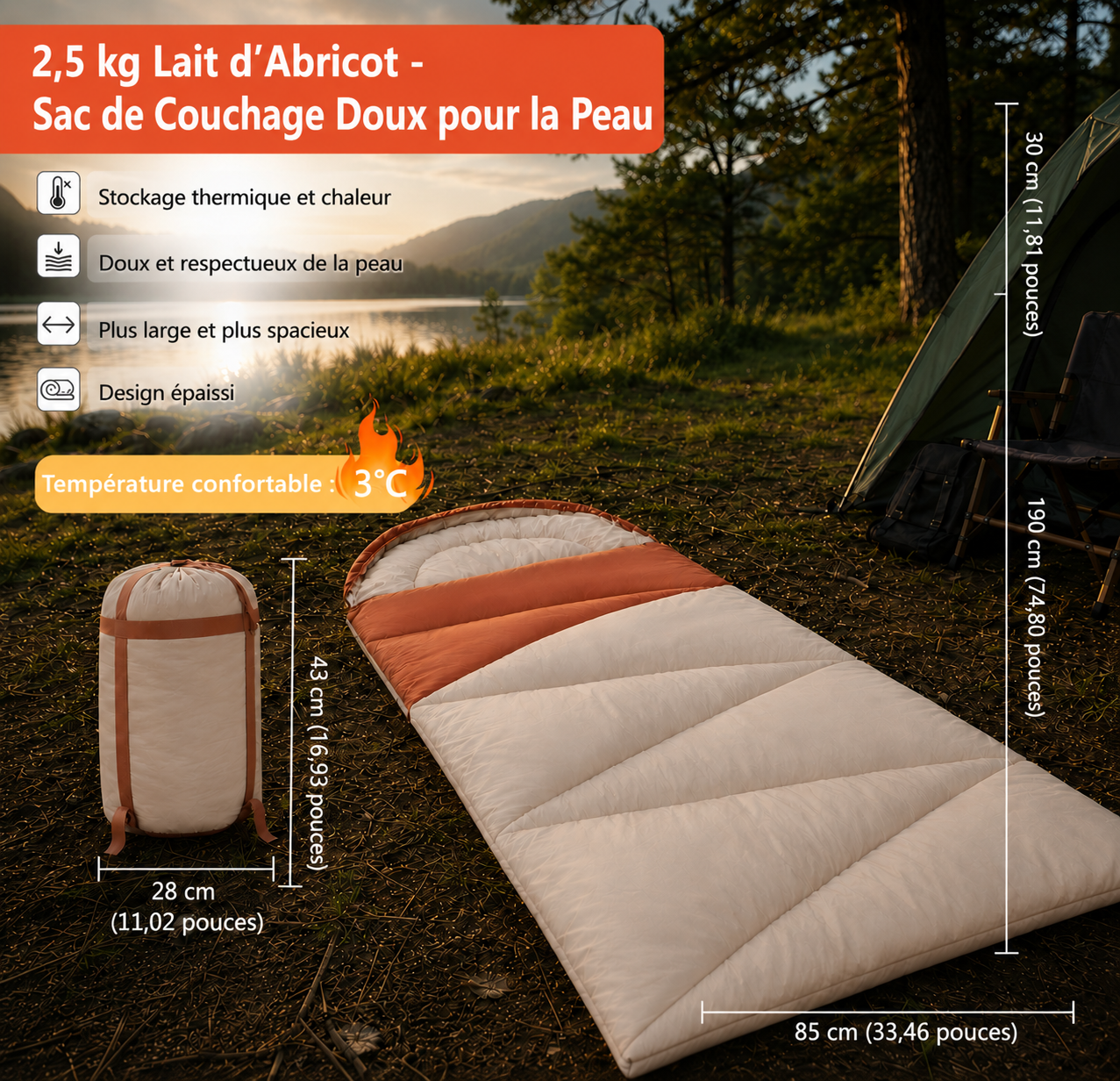 BISINNA Camping Sleeping Bag Ultralight 4 Season Warm Envelope Backpacking Cotton Sleeping Bag for Outdoor Traveling Hiking