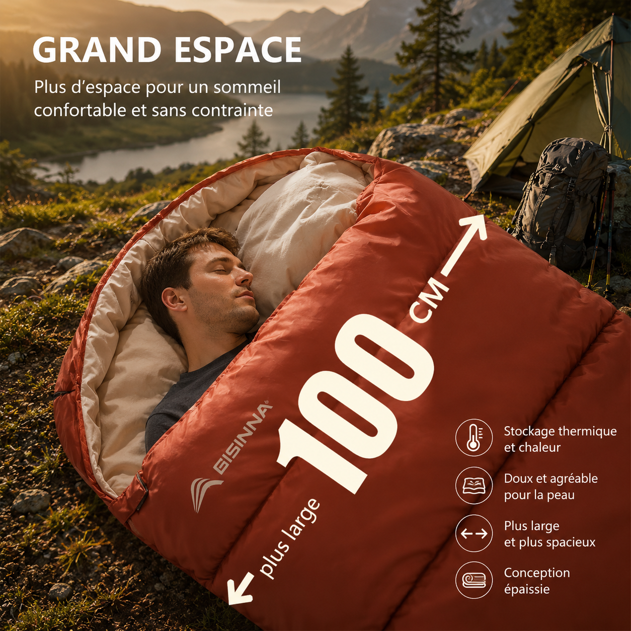 Sac De Couchage - Grand Format Large Et Confortable Pour Camping Et Voyage - VaelDorm