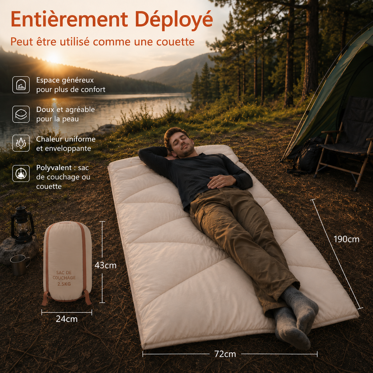 BISINNA Camping Sleeping Bag Ultralight 4 Season Warm Envelope Backpacking Cotton Sleeping Bag for Outdoor Traveling Hiking